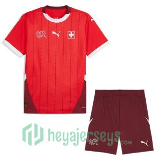 Switzerland Kids Soccer Jerseys Home Red UEFA Euro 2024