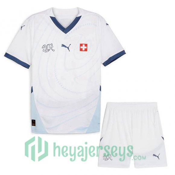 Switzerland Kids Soccer Jerseys Away White UEFA Euro 2024
