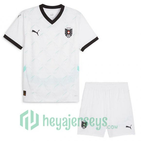 Austria Kids Soccer Jerseys Away White UEFA Euro 2024