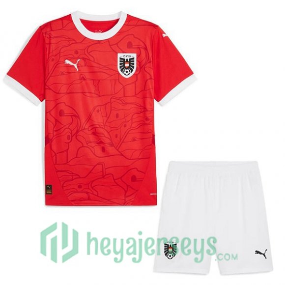 Austria Kids Soccer Jerseys Home Red 2024/2025