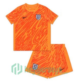 England Kids Goalkeeper Soccer Jerseys Orange UEFA Euro 2024