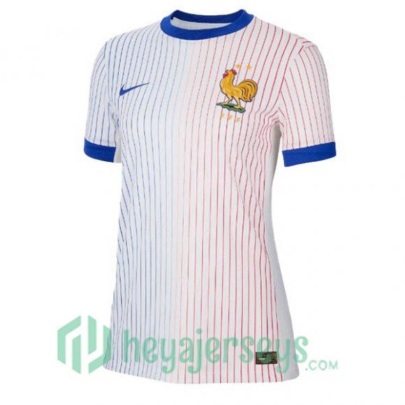 France Women Away Soccer Jerseys White UEFA Euro 2024