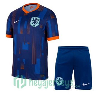 Netherlands Kids Away Soccer Jerseys Blue Royal UEFA Euro 2024