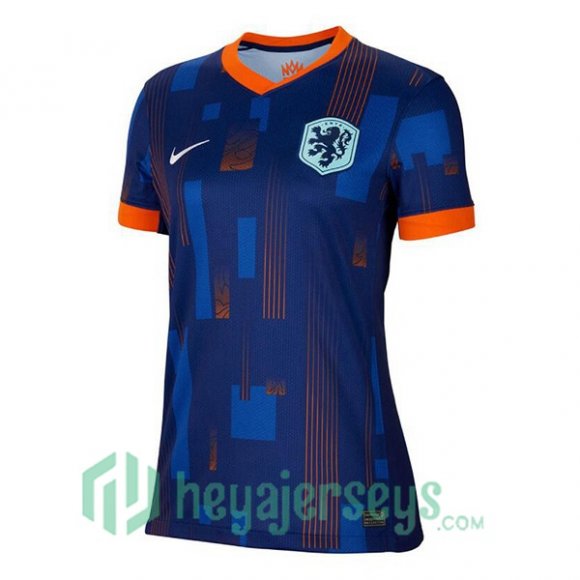 Netherlands Women Away Soccer Jerseys Blue Royal UEFA Euro 2024