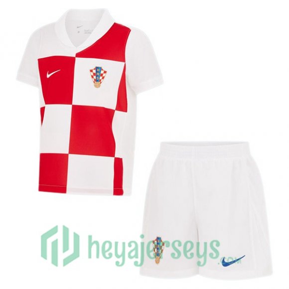 Croatia Kids Soccer Jerseys Home White UEFA Euro 2024