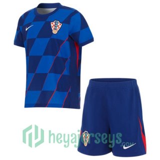 Croatia Kids Soccer Jerseys Away Blue UEFA Euro 2024