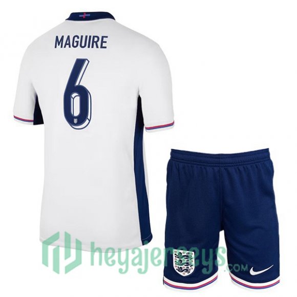 England (Maguire 6) Kids Home Soccer Jerseys White UEFA Euro 2024