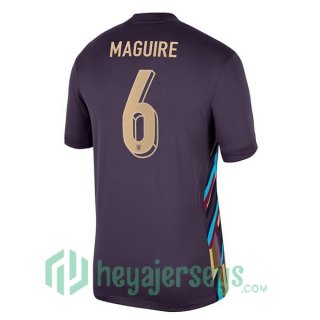 England (Maguire 6) Away Soccer Jerseys Purple UEFA Euro 2024