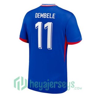 France (DEMBELE 11) Home Soccer Jerseys Blue UEFA Euro 2024