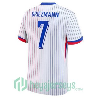 France (GRIEZMANN 7) Away Soccer Jerseys White UEFA Euro 2024