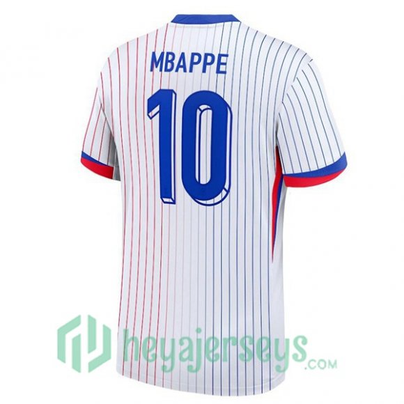 France (MBAPPE 10) Away Soccer Jerseys White UEFA Euro 2024