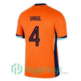 Netherlands (VIRGIL 4) Home Soccer Jerseys Orange UEFA Euro 2024