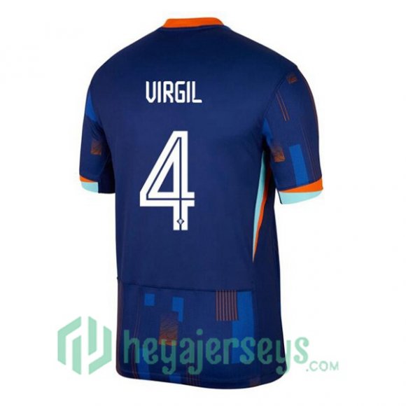 Netherlands (VIRGIL 4) Away Soccer Jerseys Blue Royal UEFA Euro 2024