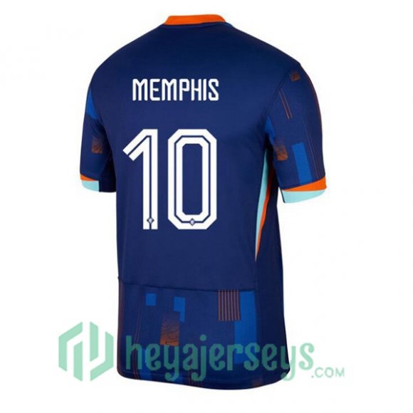 Netherlands (MEMPHIS 10) Away Soccer Jerseys Blue Royal UEFA Euro 2024