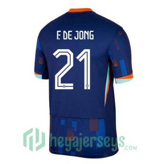 Netherlands (F. DE JONG 21) Away Soccer Jerseys Blue Royal UEFA Euro 2024