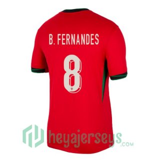 Portugal (B. FERNANDES 8) Home Soccer Jerseys Red UEFA Euro 2024