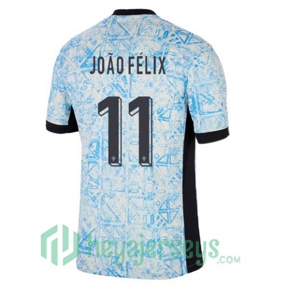 Portugal (JOÃO FÉLIX 11) Away Soccer Jerseys Blue White UEFA Euro 2024