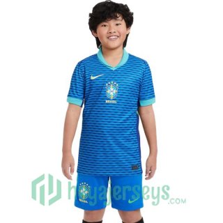 Brazil Kids Away Soccer Jerseys Blue 2024/2025