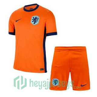 Netherlands Kids Home Soccer Jerseys Orange 2024/2025