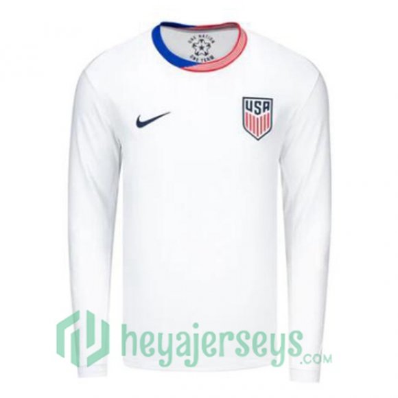 USA Home Soccer Jerseys Long Sleeve White 2024/2025