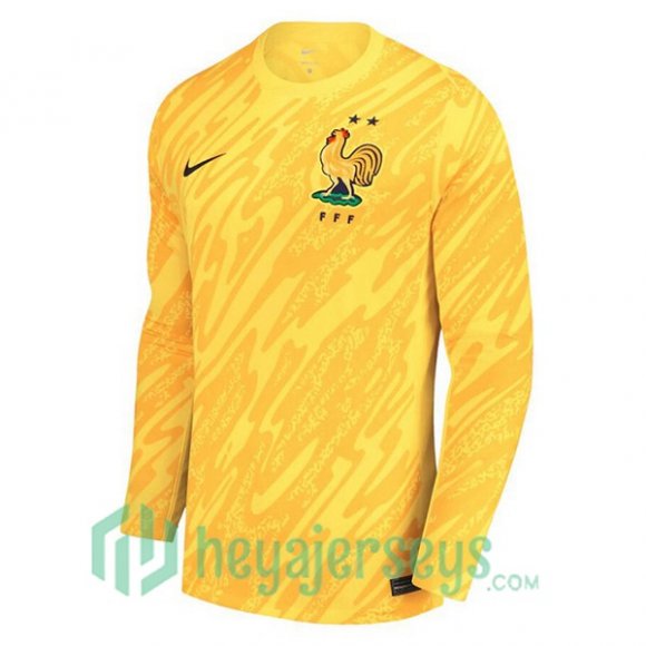 France Goalkeeper Soccer Jerseys Long Sleeve Yellow 2024/2025