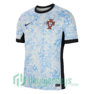 Portugal Away Soccer Jerseys Blue White 2024/2025