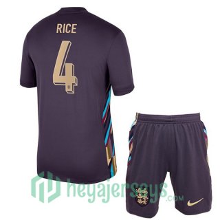 England (Rice 4) Kids Away Soccer Jerseys Purple 2024/2025