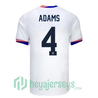 USA (Adams 4) Home Soccer Jerseys White 2024/2025