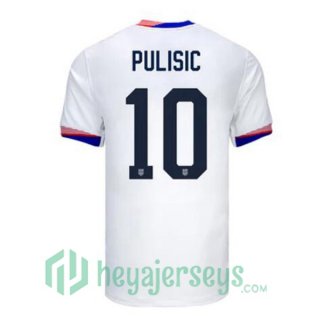 USA (Pulisic 10) Home Soccer Jerseys White 2024/2025