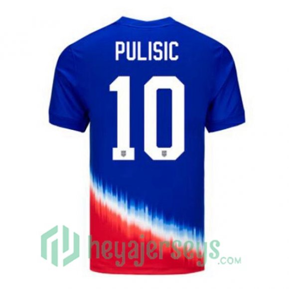 USA (Pulisic 10) Away Soccer Jerseys Blue 2024/2025