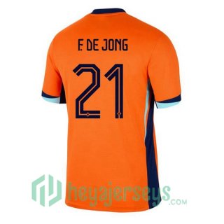 Netherlands (F. DE JONG 21) Home Soccer Jerseys Orange 2024/2025