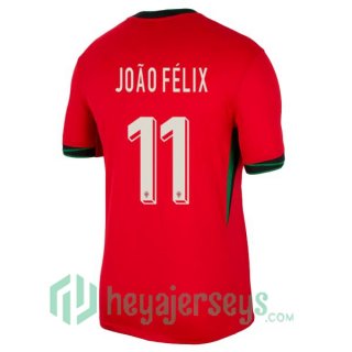 Portugal (JOÃO FÉLIX 11) Home Soccer Jerseys Red 2024/2025