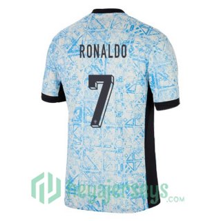 Portugal (RONALDO 7) Away Soccer Jerseys Blue White 2024/2025