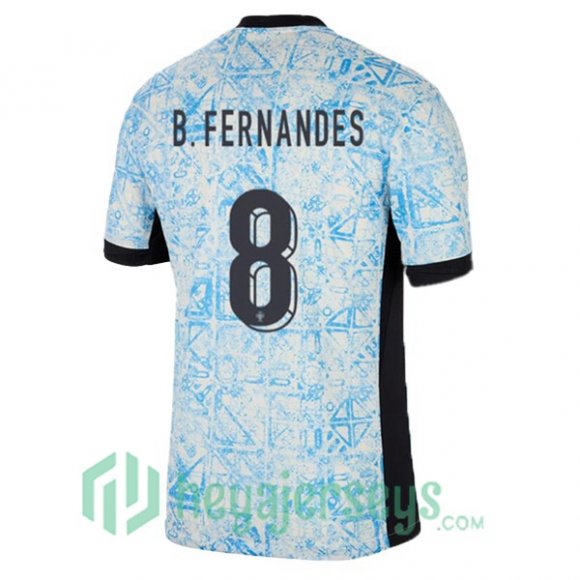 Portugal (B. FERNANDES 8) Away Soccer Jerseys Blue White 2024/2025