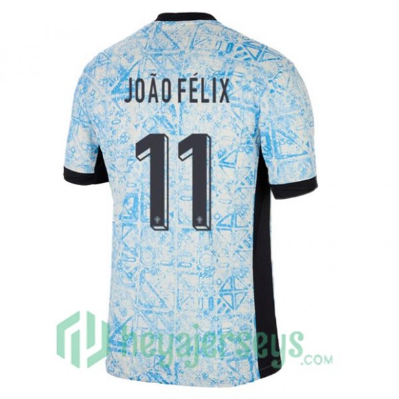 Portugal (JOÃO FÉLIX 11) Away Soccer Jerseys Blue White 2024/2025