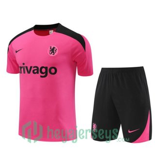 FC Chelsea Training T-Shirts + Shorts Rose 2024/2025