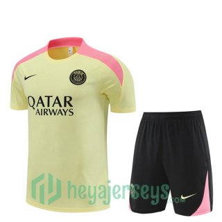 Paris Saint Germain Training T-Shirts + Shorts Yellow 2024/2025