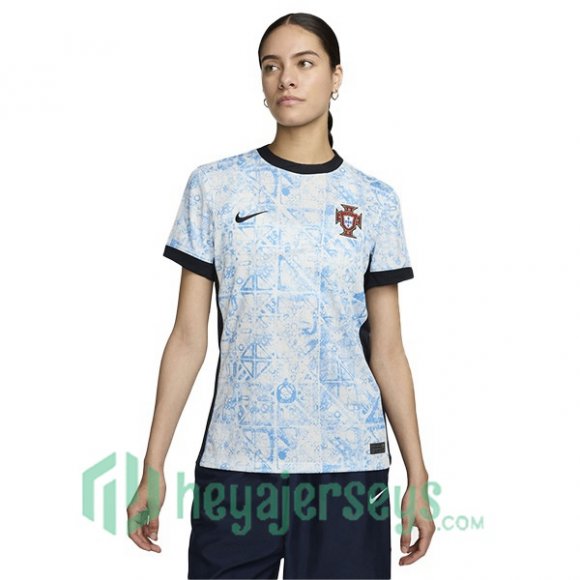 Portugal Women Away Soccer Jerseys Blue White 2024/2025