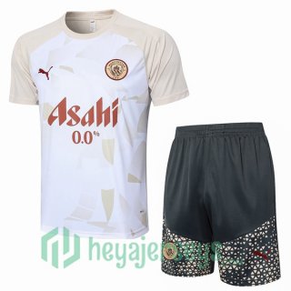 Manchester City Training T-Shirts + Shorts White 2024/2025