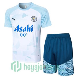 Manchester City Training T-Shirts + Shorts Blue 2024/2025