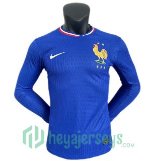 France Home Soccer Jerseys Long Sleeve Blue UEFA Euro 2024