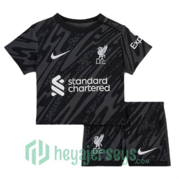 FC Liverpool Kids Goalkeeper Soccer Jerseys Black 2024/2025