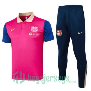 Soccer Polo FC Barcelona + Pants Rose 2024/2025