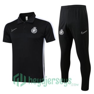 Soccer Polo Al-Nassr FC + Pants Black 2024/2025