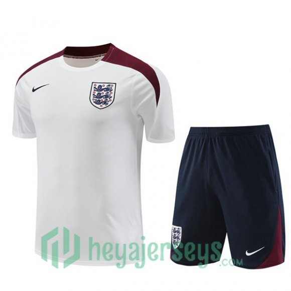 England Training T-Shirts + Shorts White 2024/2025