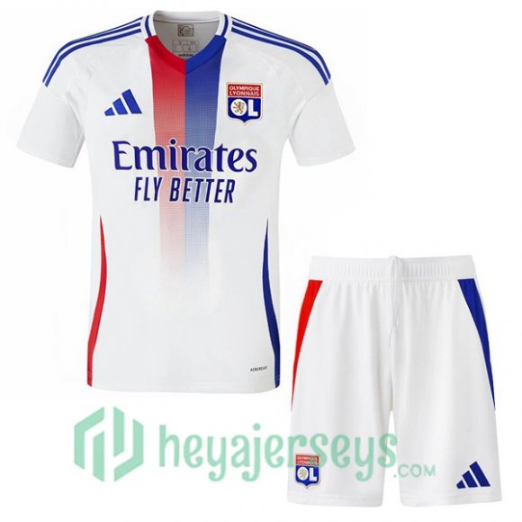 Olympique Lyon Kids Home Soccer Jerseys White 2024-2025