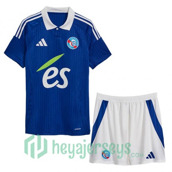 RC Strasbourg Alsace Kids Home Soccer Jerseys Blue 2024-2025