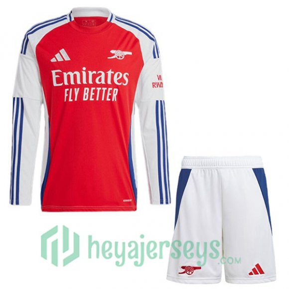 FC Arsenal Kids Home Soccer Jerseys Long Sleeve Red White 2024-2025