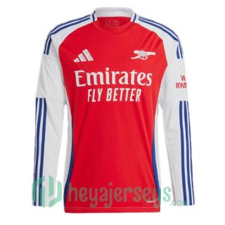 FC Arsenal Home Soccer Jerseys Long Sleeve Red White 2024-2025