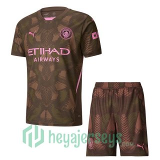 Manchester City Kids Goalkeeper Soccer Jerseys Marron 2024-2025